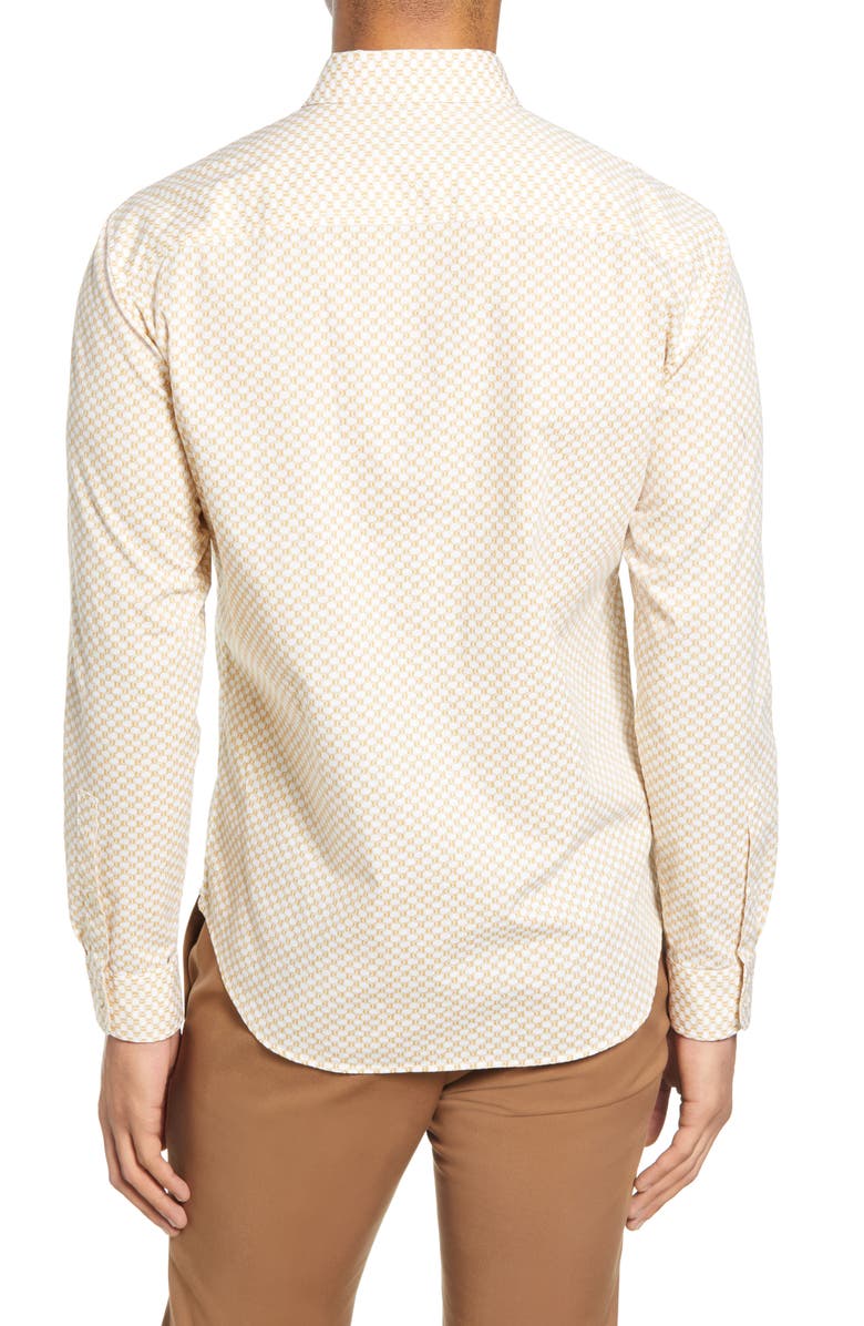 Club Monaco Slim Fit Honeycomb Print Button-Down Shirt, Alternate, color, 