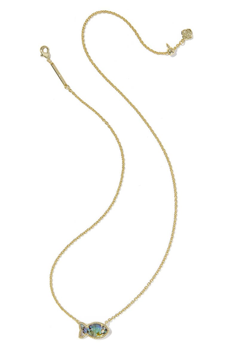 Parker Short Fish Pendant Necklace, Alternate, color, GOLD ABALONE SHELL