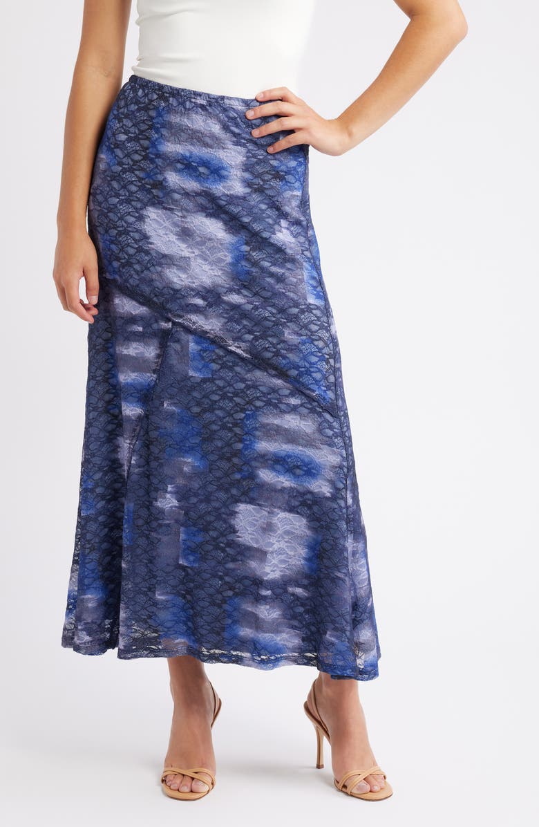 CITY BLUES Lace A-Line Maxi Skirt, Main, color, Midnight
