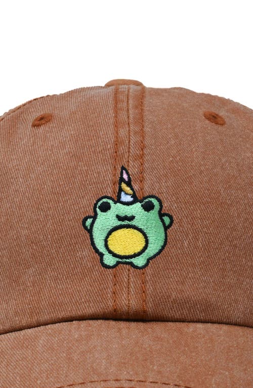 Dalix Froggy Unicorn Embroidered Cap In Washed Orange