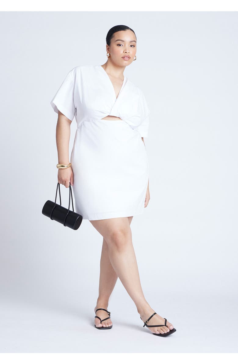 ELOQUII Poplin Twist Mini Dress, Alternate, color, 