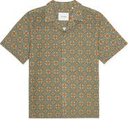 Les Deux Lukas Arabesque Print Short Sleeve Button-Up Shirt