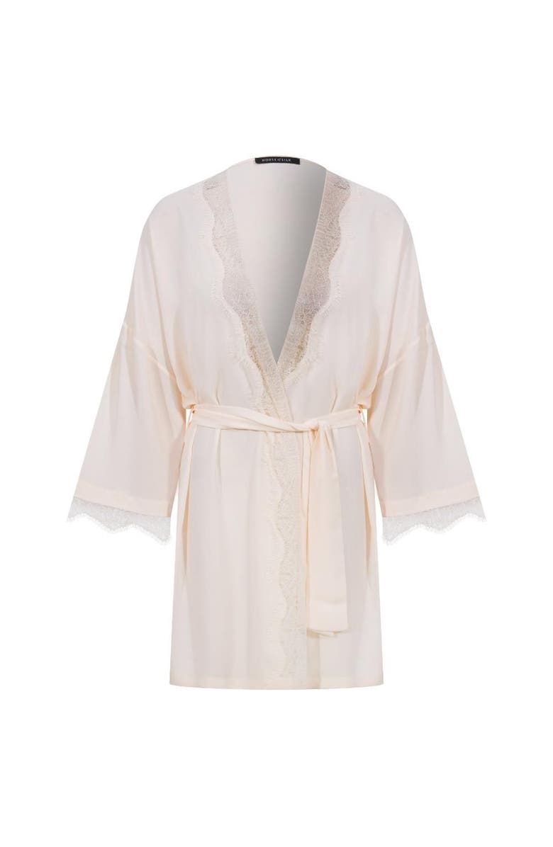 House Of Silk Caroline Chiffon Robe, Alternate, color, Beige