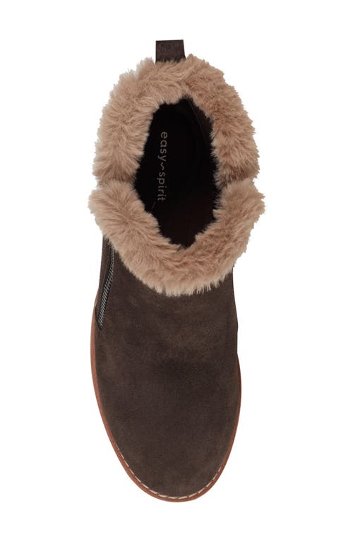 Easy Spirit Jane Faux Fur Lined Wedge Bootie In Brown