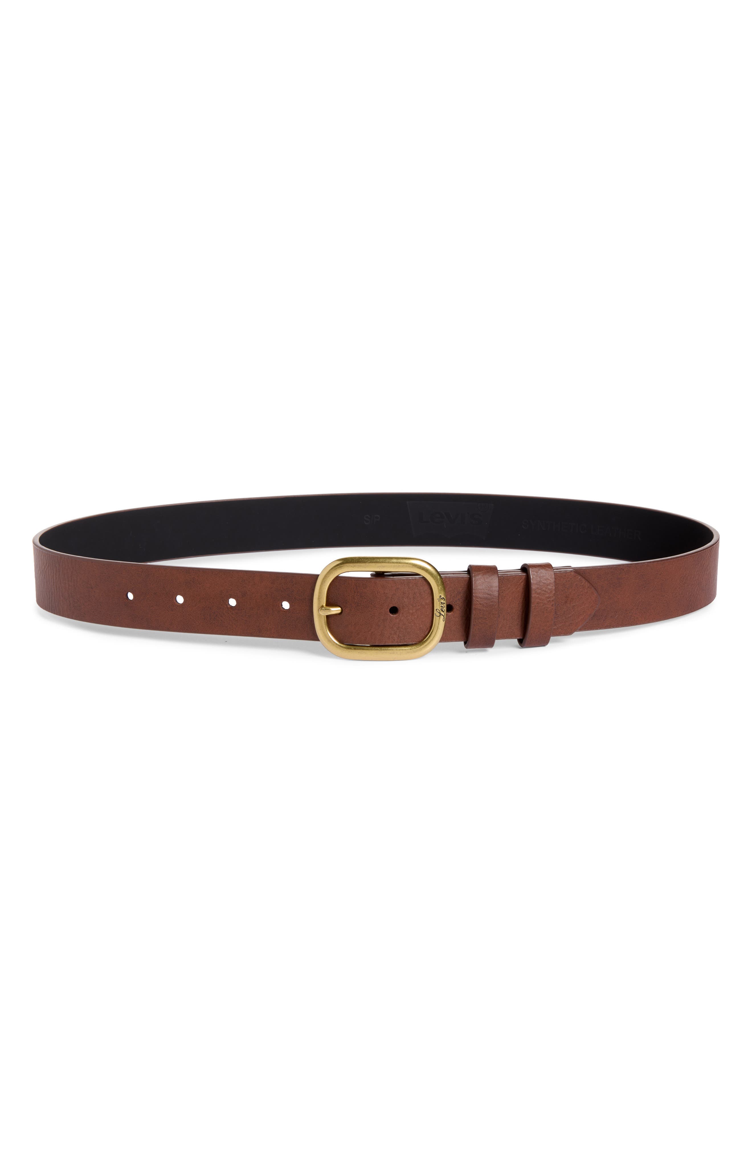 Faux Leather Logo Centerbar Belt