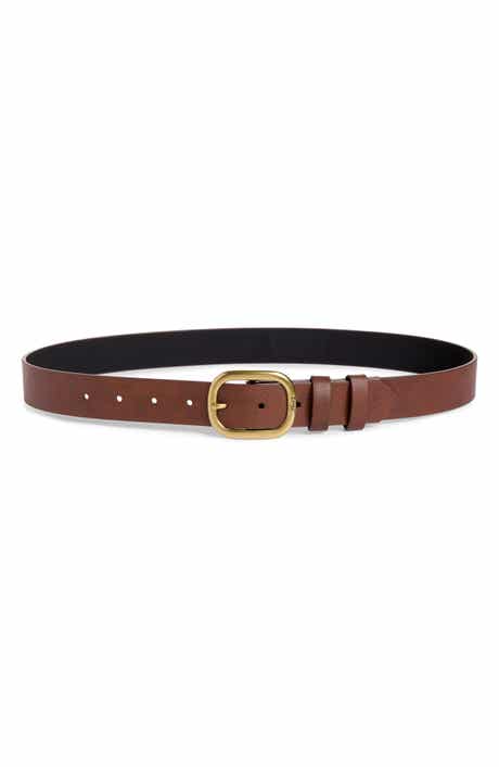 Faux Leather Logo Centerbar Belt