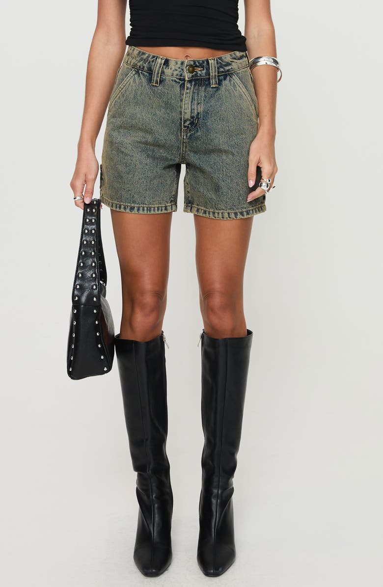 Princess Polly Lou Denim Carpenter Shorts, Main, color, 