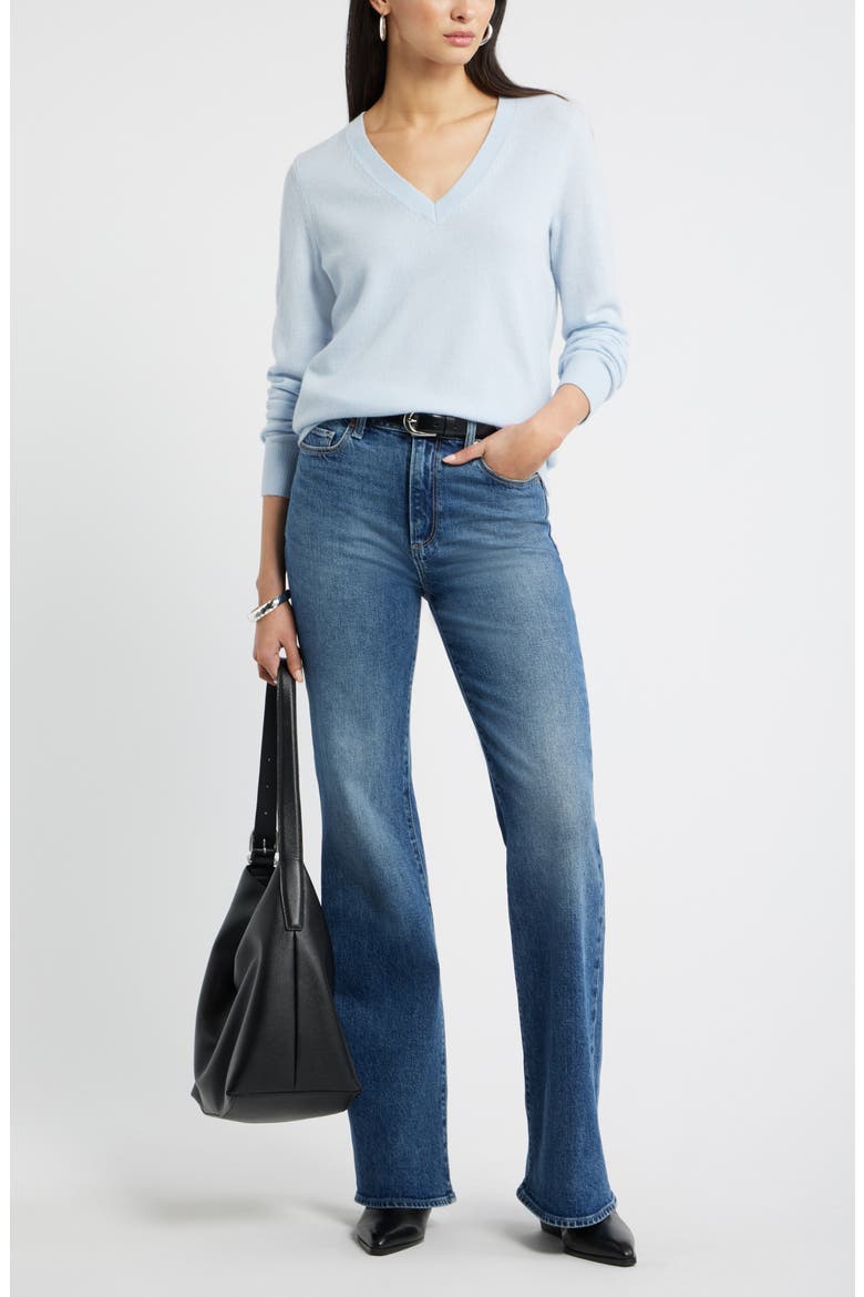 V-Neck Cashmere Sweater, Alternate, color, BLUE SUBDUED