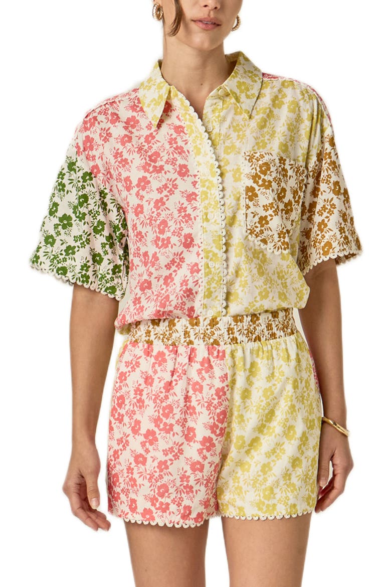 Colorblock Print Shorts, Main, color, MULTI