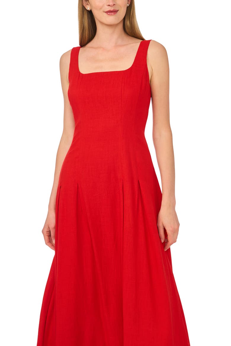 Sleeveless Pleated Midi Dress, Alternate, color, CLASSIC CHERRY