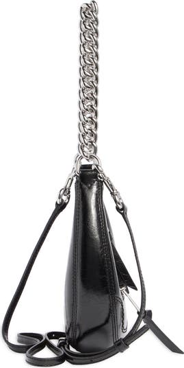 Mini Crescent Crinkle Leather Crossbody Bag