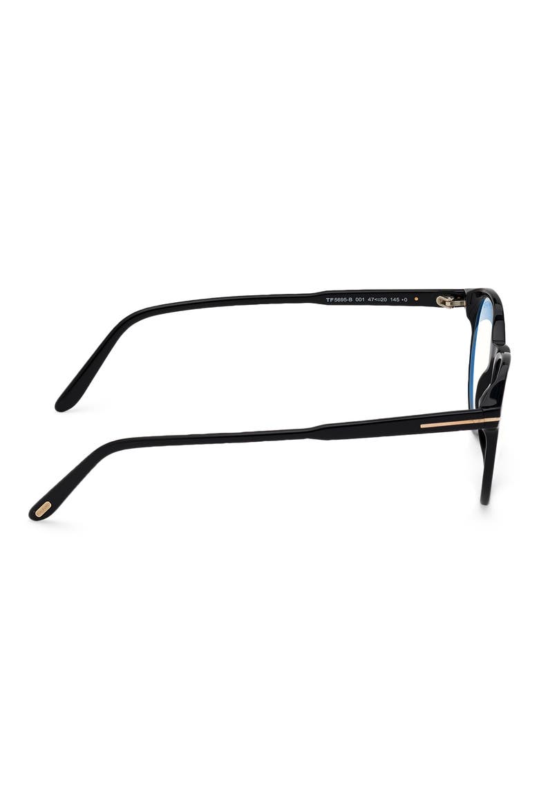 49mm Round Blue Light Blocking Glasses, Alternate, color, SHINY BLACK / BLUE BLOCK
