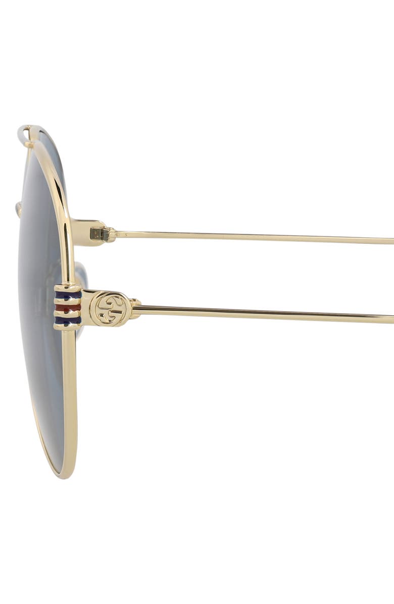 Gucci 62mm Aviator Sunglasses, Alternate, color, Gold Gold Blue