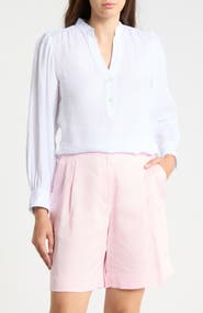 JMCLAUGHLIN Rashell Split Neck Linen Top