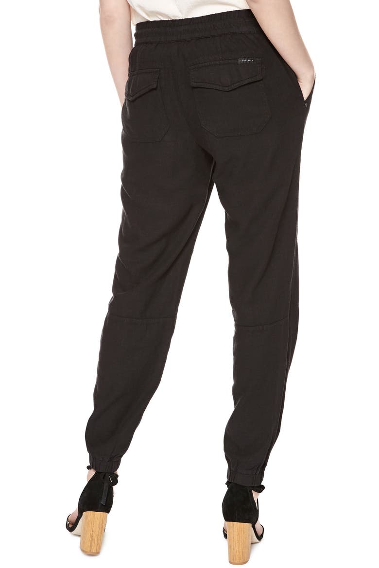 Linen Blend Jogger Pants, Alternate, color, BLACK