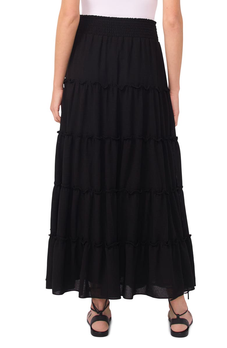Vince Camuto Smock Waist Tiered Maxi Skirt, Alternate, color, Rich Black