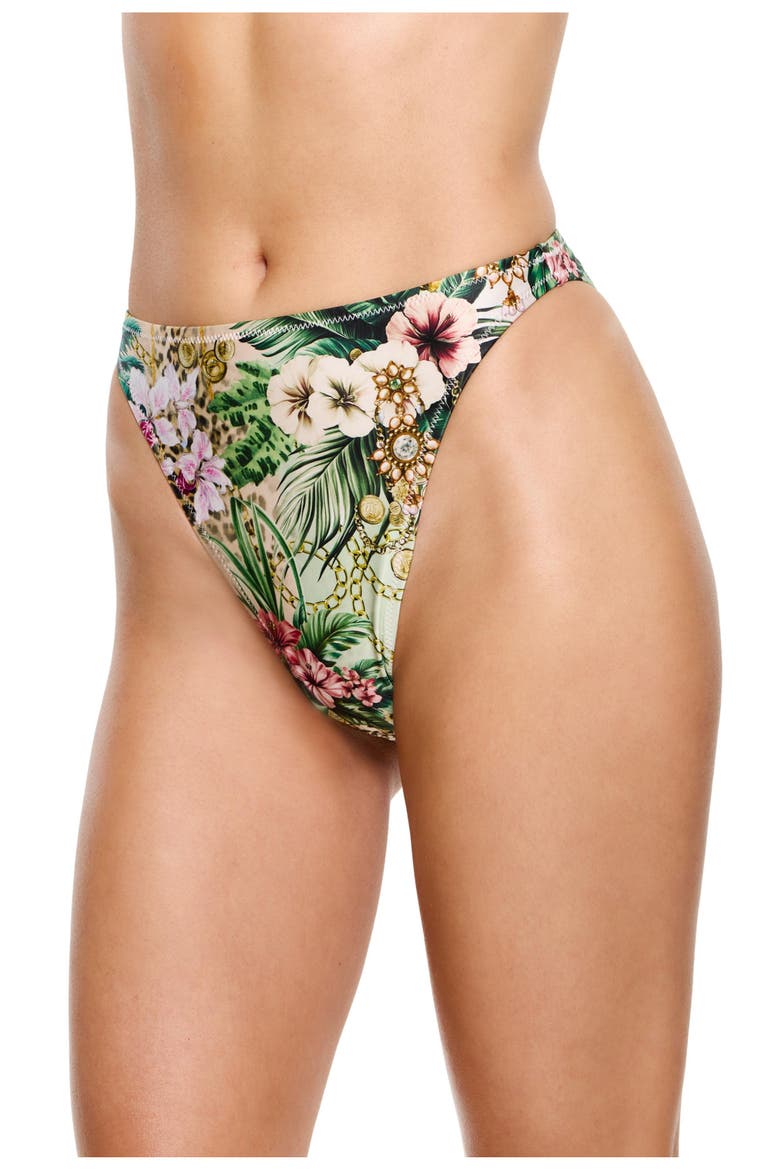 Jungle Treasure High Waist High Leg Bikini Bottom Swimsuit, Main, color, Multi-Jungle