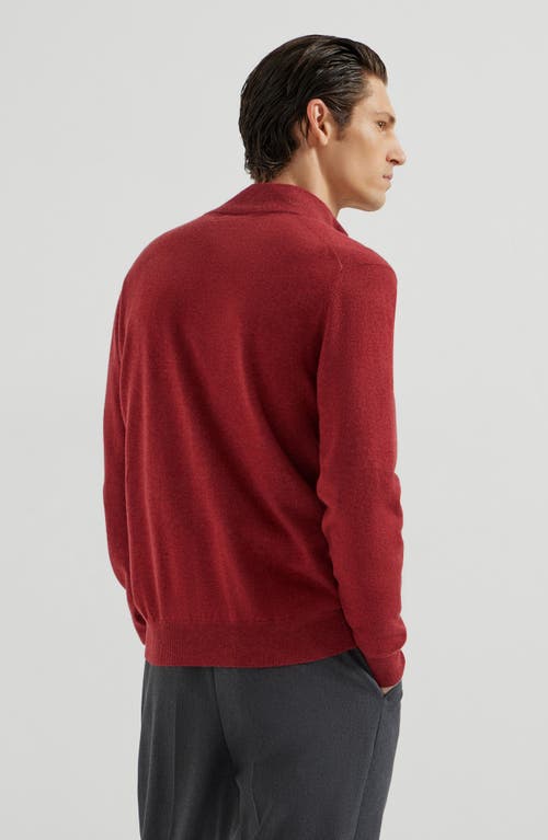 Brunello Cucinelli Zip-front High-neck Cardigan In Red