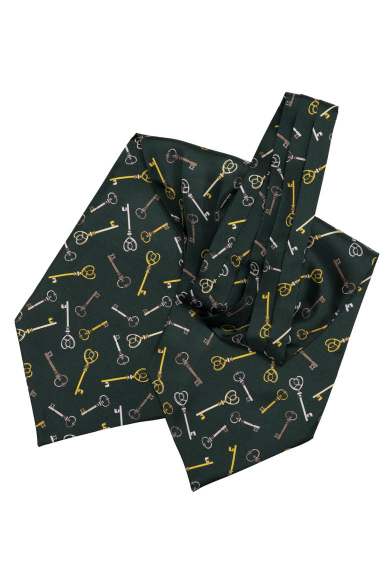 Castel Sant'Angelo - Silk Ascot Cravat Tie for Men, Alternate, color, Forest Green