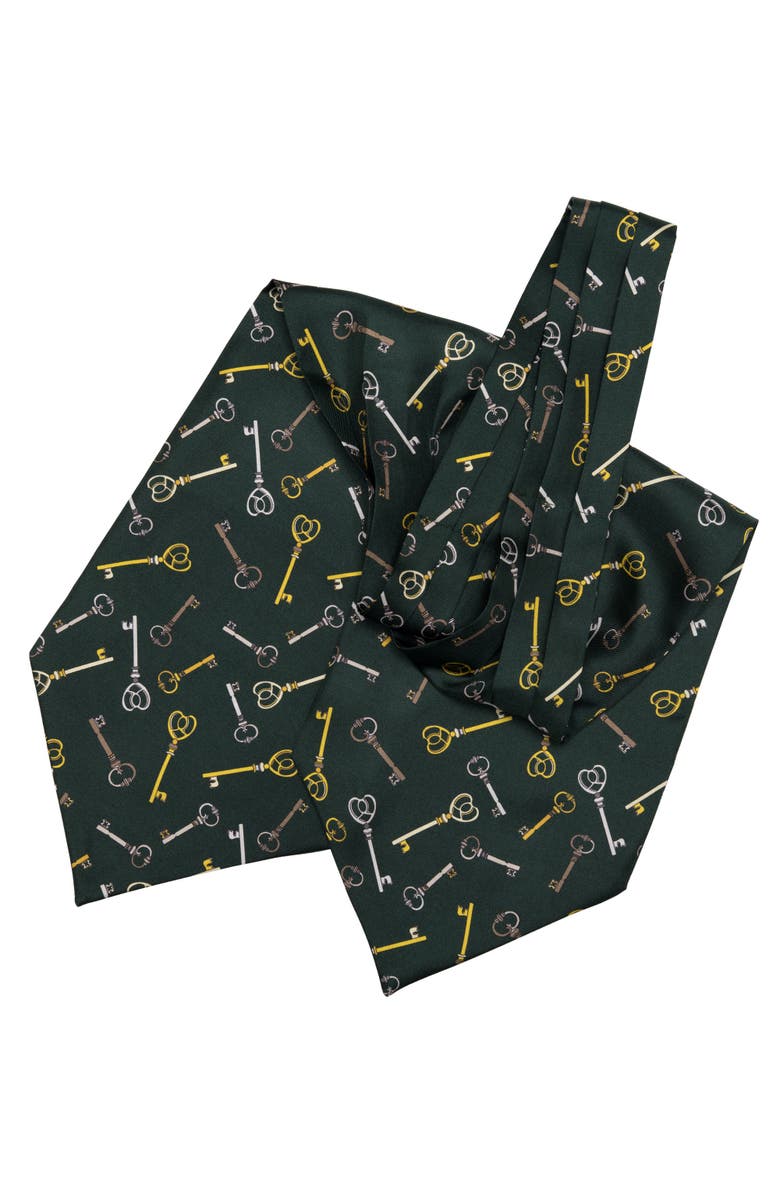 Elizabetta Castel Sant'Angelo - Silk Ascot Cravat Tie for Men, Alternate, color, Forest Green