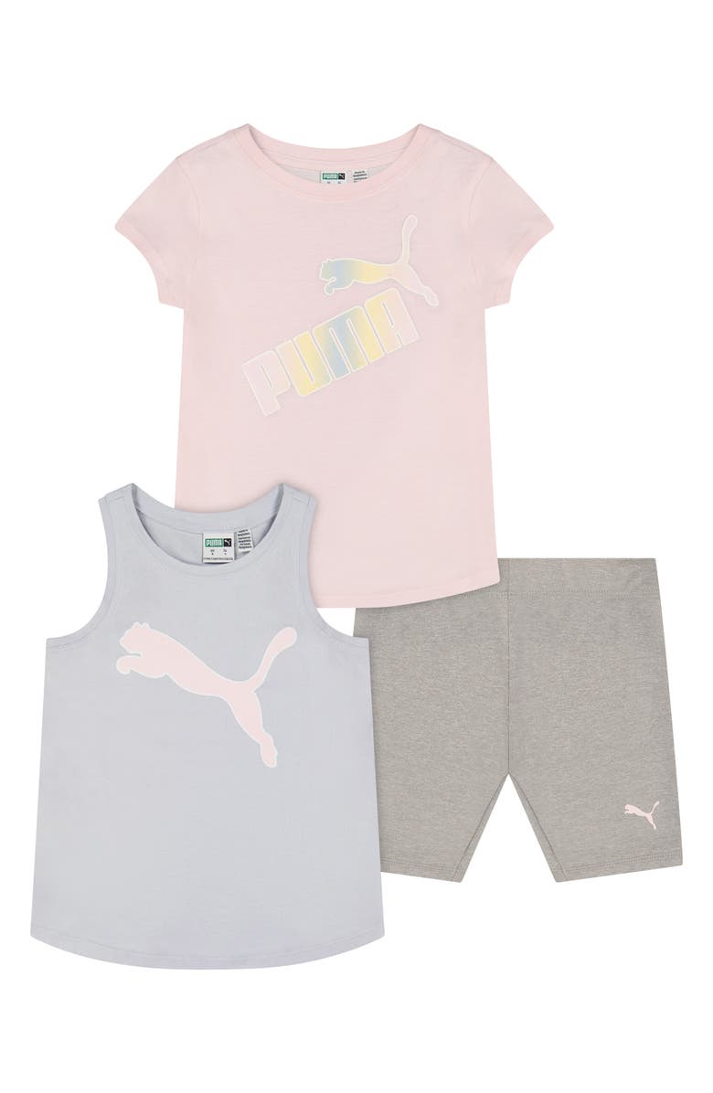 PUMA Kids' Assorted 3-Piece T-Shirt, Tank Top & Bike Shorts Set, Main, color,