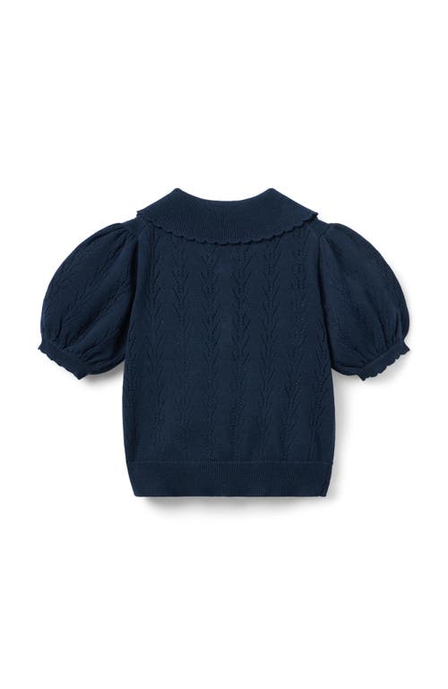 Janie And Jack Pointelle Sweater Polo In Blue