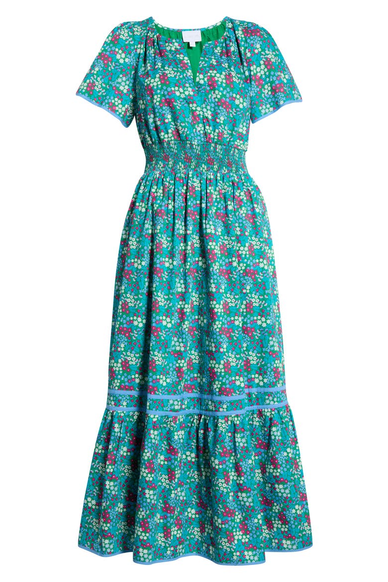 Punta Alta Ordy Smocked Midi Dress, Alternate, color, GREEN-BLUES