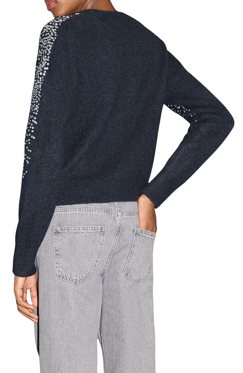 MANGO TEEN Sequin Embellished Sweater, Alternate, color, Navy