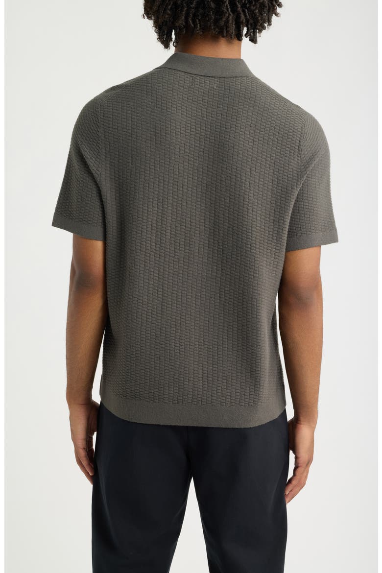 Johnny Collar Textured Polo Sweater, Alternate, color, GREY HARBOR