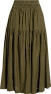 Treasure & Bond Smocked Waist Cotton Maxi Skirt