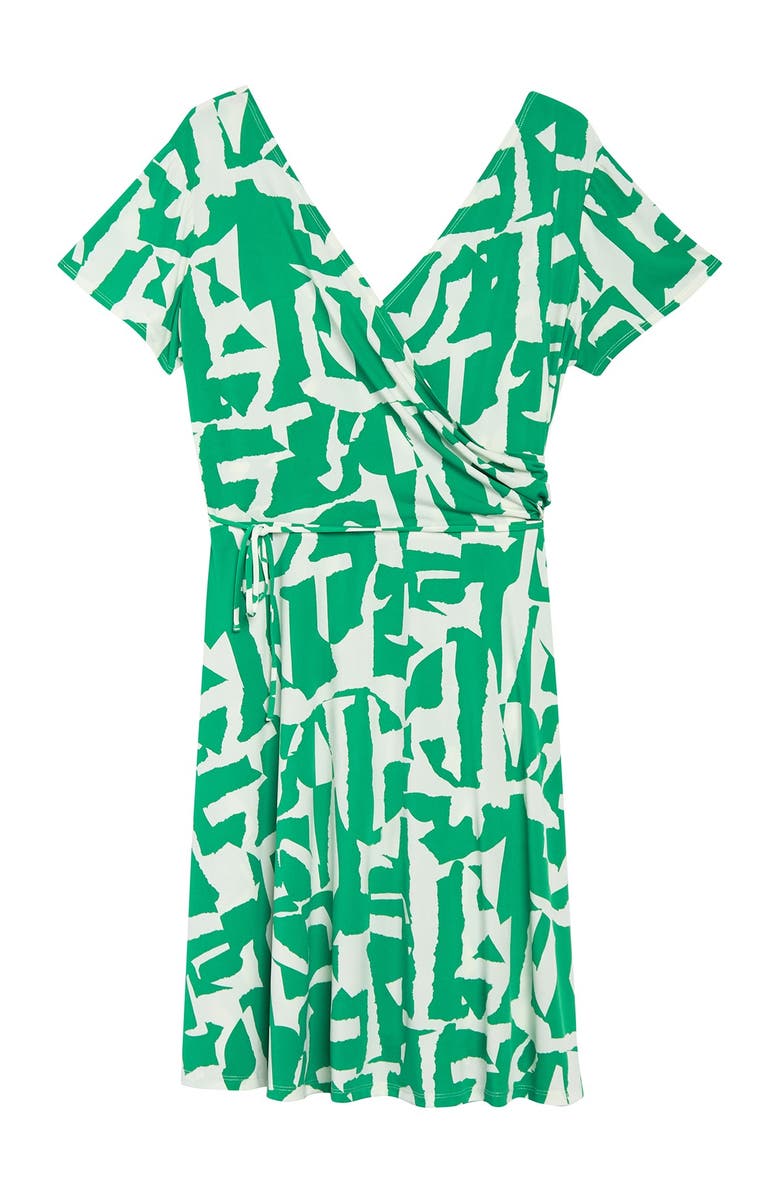 Maggy London Geo Print Short Sleeve Wrap Dress, Main, color, 