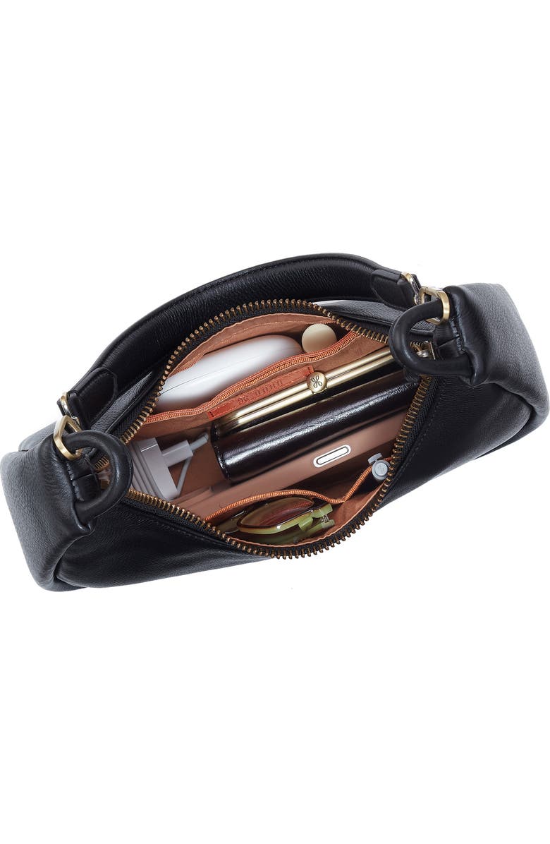 HOBO Small Cass Leather Shoulder Bag, Alternate, color, Black