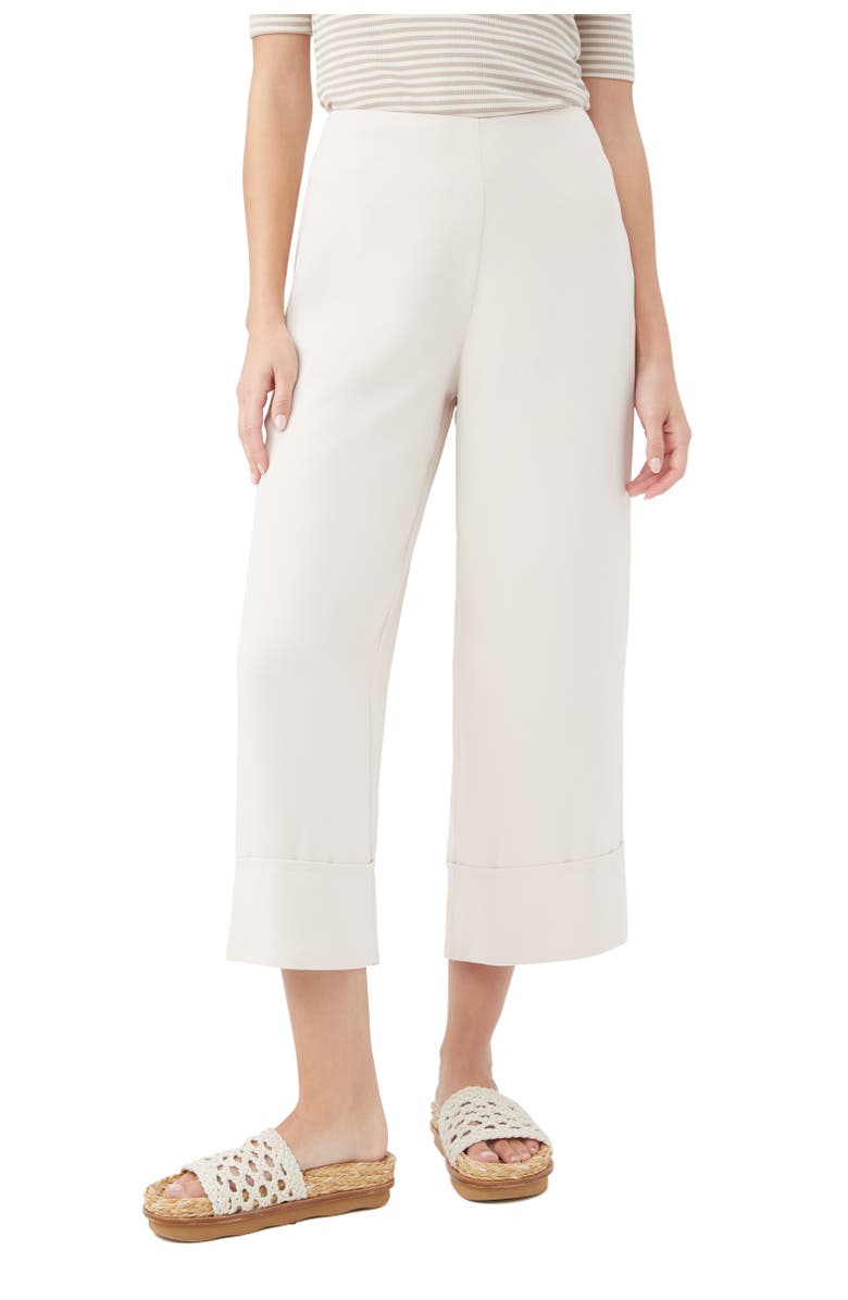 Trina Turk Bahooka Wide Leg Cropped Pant, Main, color, Ecru