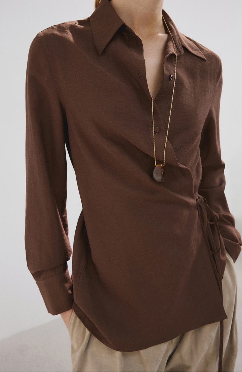 MANGO Long Sleeve Wrap Shirt, Alternate, color, 