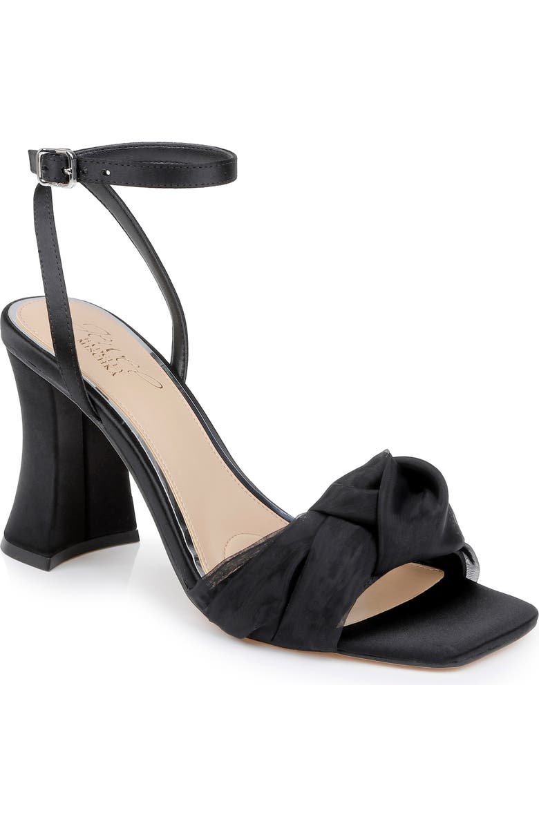 Jewel Badgley Mischka Fayola Ankle Strap Sandal, Main, color, Black Satin