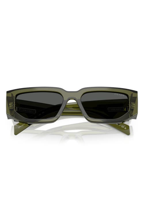 Prada Triangle Logo Bicolor Rectangle Sunglasses In Grey Green