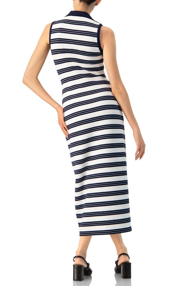 Sleeveless Striped long Dress, Alternate, color, Navy Blue
