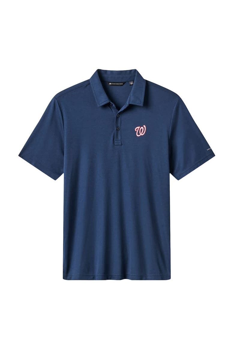 Men's TravisMathew Navy Washington Nationals Playoff Pitch Tri-Blend Polo, Alternate, color, Navy