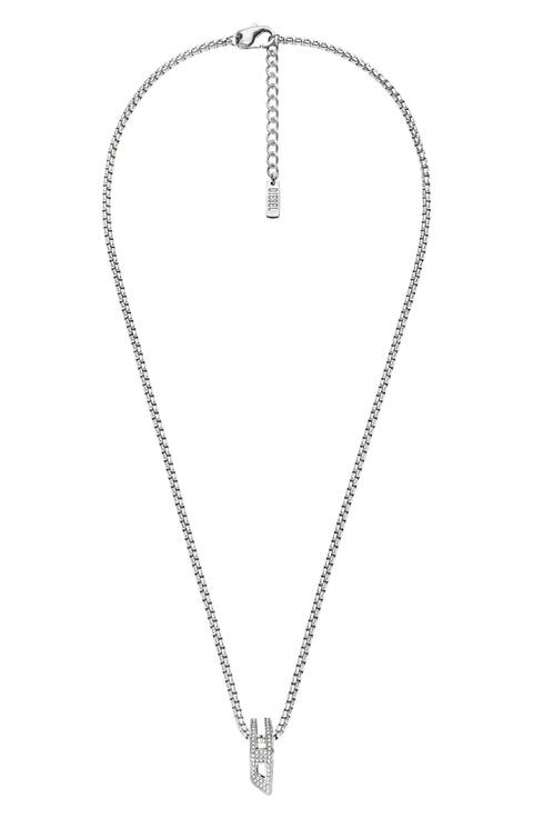 D Logo Pavé Pendant Necklace