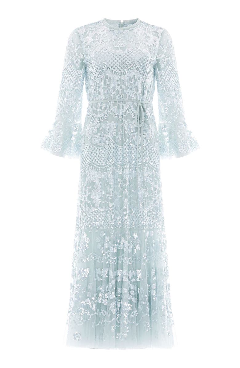 Needle & Thread Snowdrop 3/4 Sleeve Crew Neck Ankle Gown, Alternate, color, French Blue