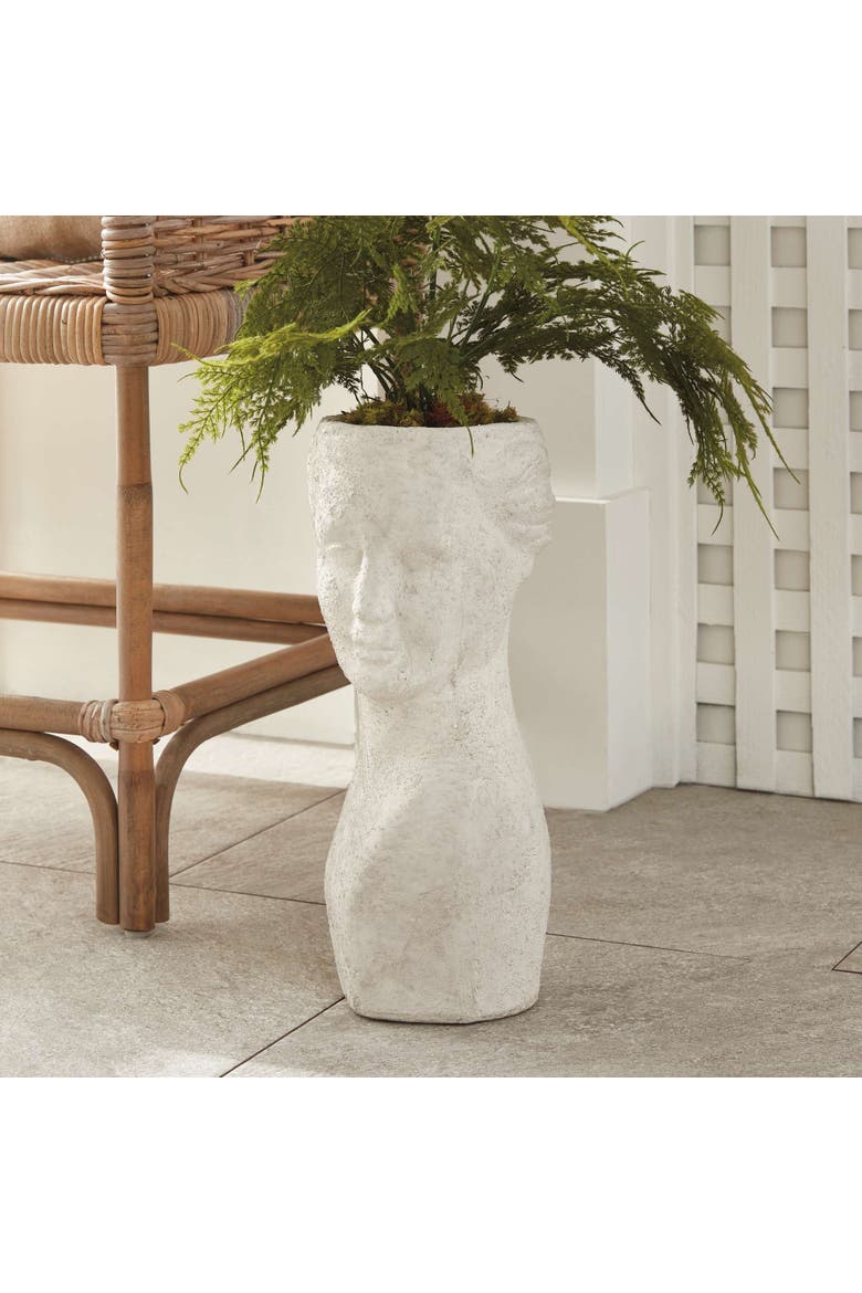 Weathered Garden Female Bust Planter, Alternate, color, White