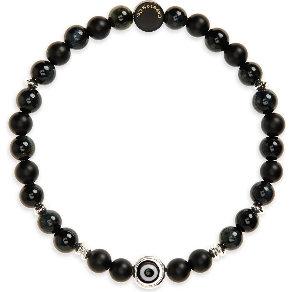 Caputo & Co . Evil Eye Orbit Beaded Bracelet In Black