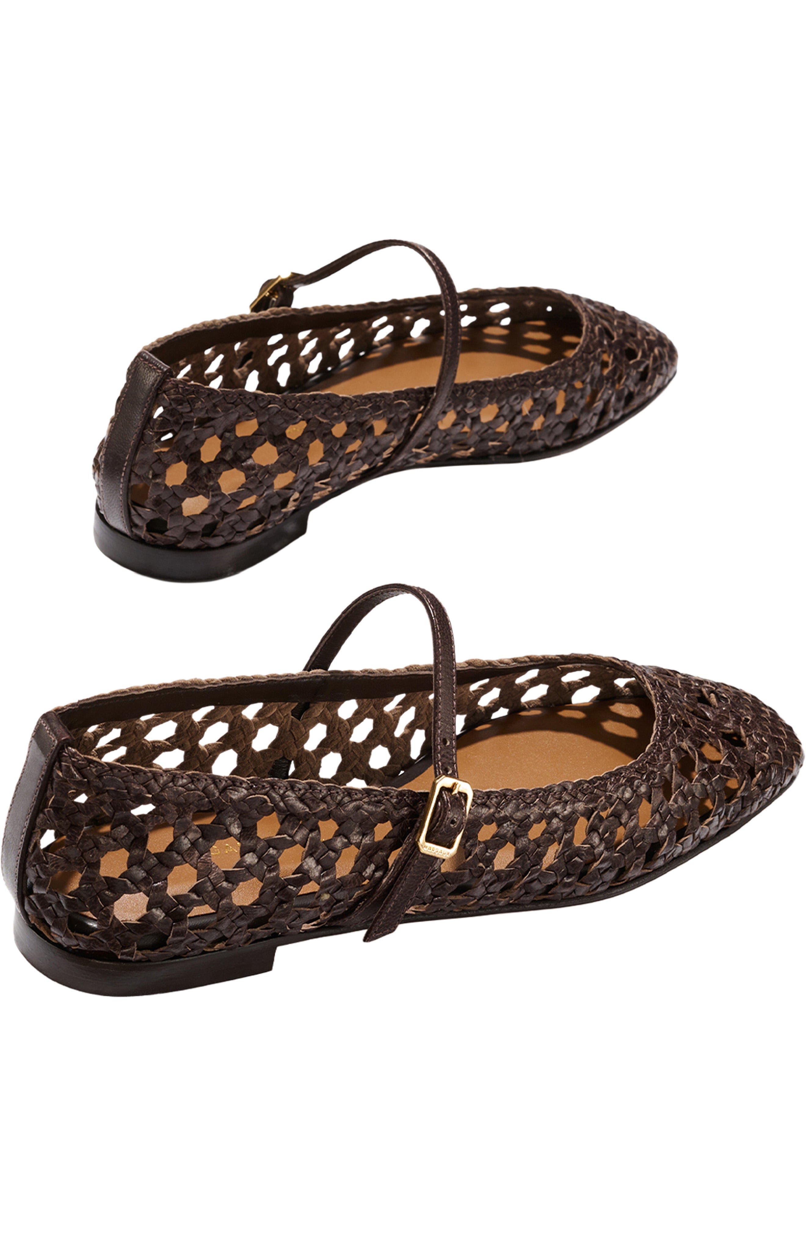 The Woven Fonteyn Jane Flats, Alternate, color, Espresso Leather