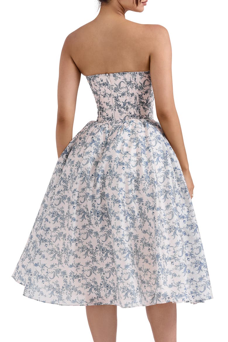 Bennett Corset Strapless Fit & Flare Cocktail Dress, Alternate, color, NAVY CREAM FLORAL