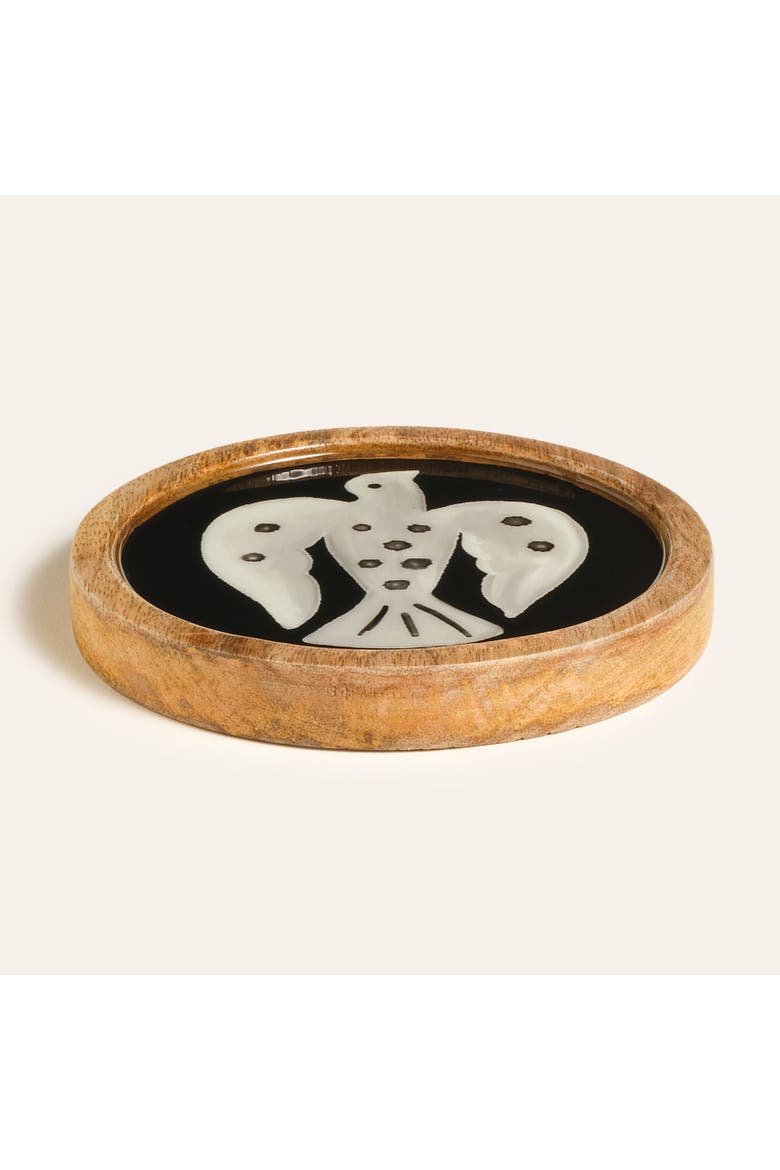 Mango Tree Tray and Coaster 3 Pcs Set, Alternate, color, Black-Yellow-Beige