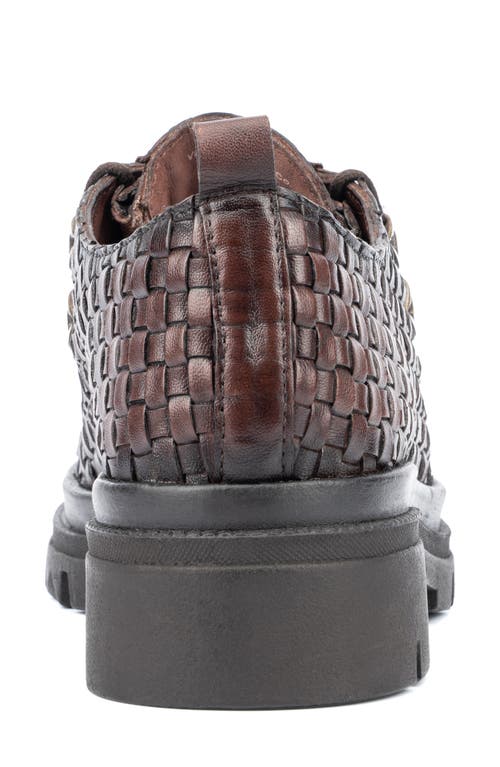 Vintage Foundry Clotilde Woven Leather Moc Toe Derby Loafer In Brown