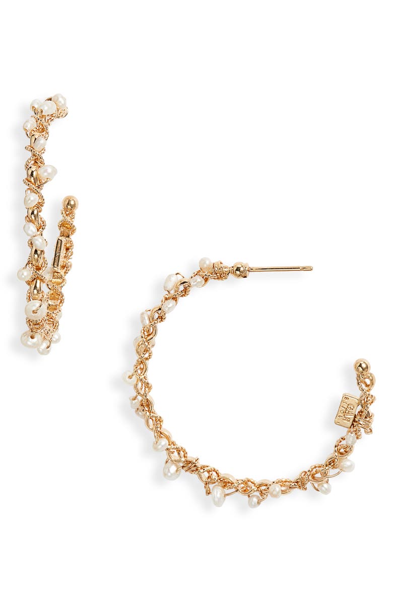 Gas Bijoux Orphee Pearl Hoop Earrings, Main, color, 