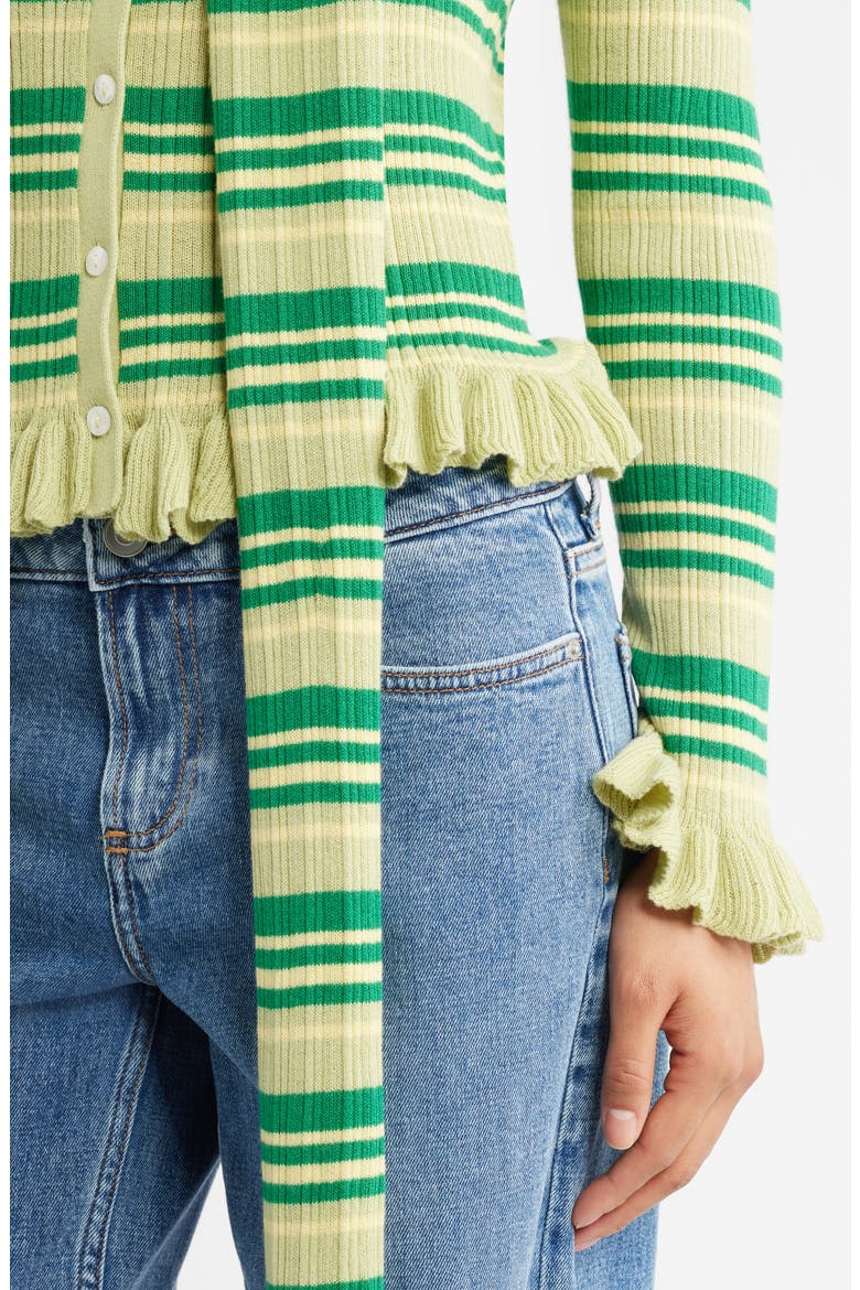 Anelis Organic Cotton & Merino Wool Blend Cardigan, Alternate, color, GREEN MULTI