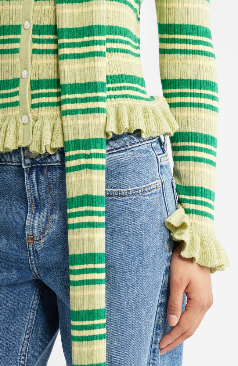 Damson Madder Anelis Organic Cotton & Merino Wool Blend Cardigan, Alternate, color, Green Multi