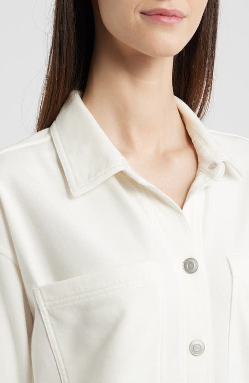 Beachlunchlounge Tabitha Cotton Blend Terry Button-up Shirt In White